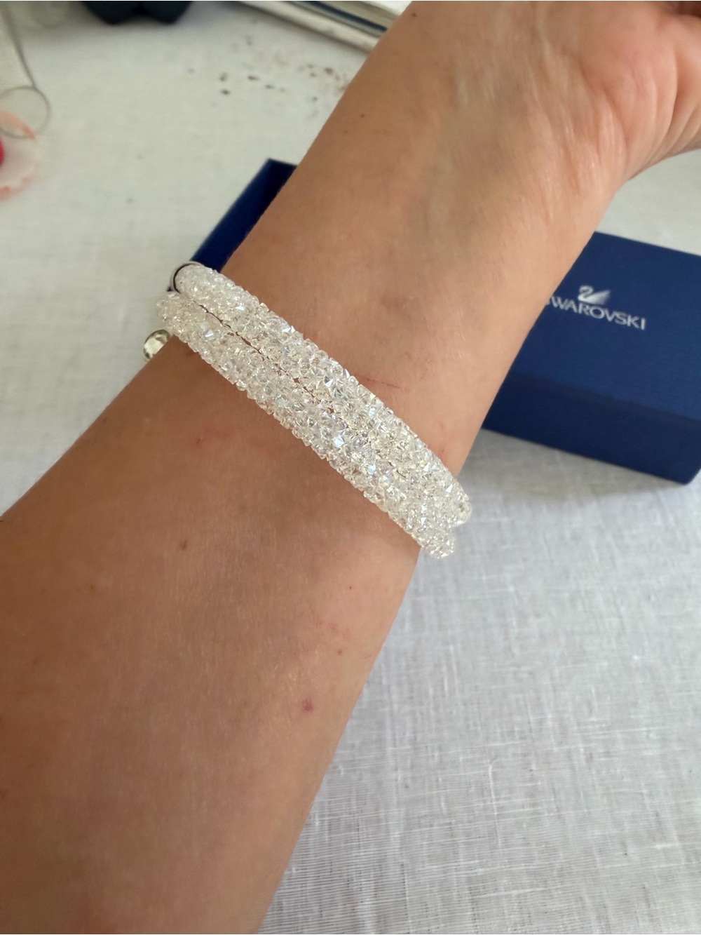 Swarovski Crystaldust Cuff Bracelet, White Crystal, with Box - Picture 4 of 10